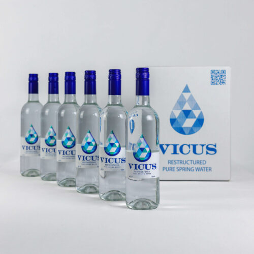 VICUS Water Bottles and Lable, 6 bottles